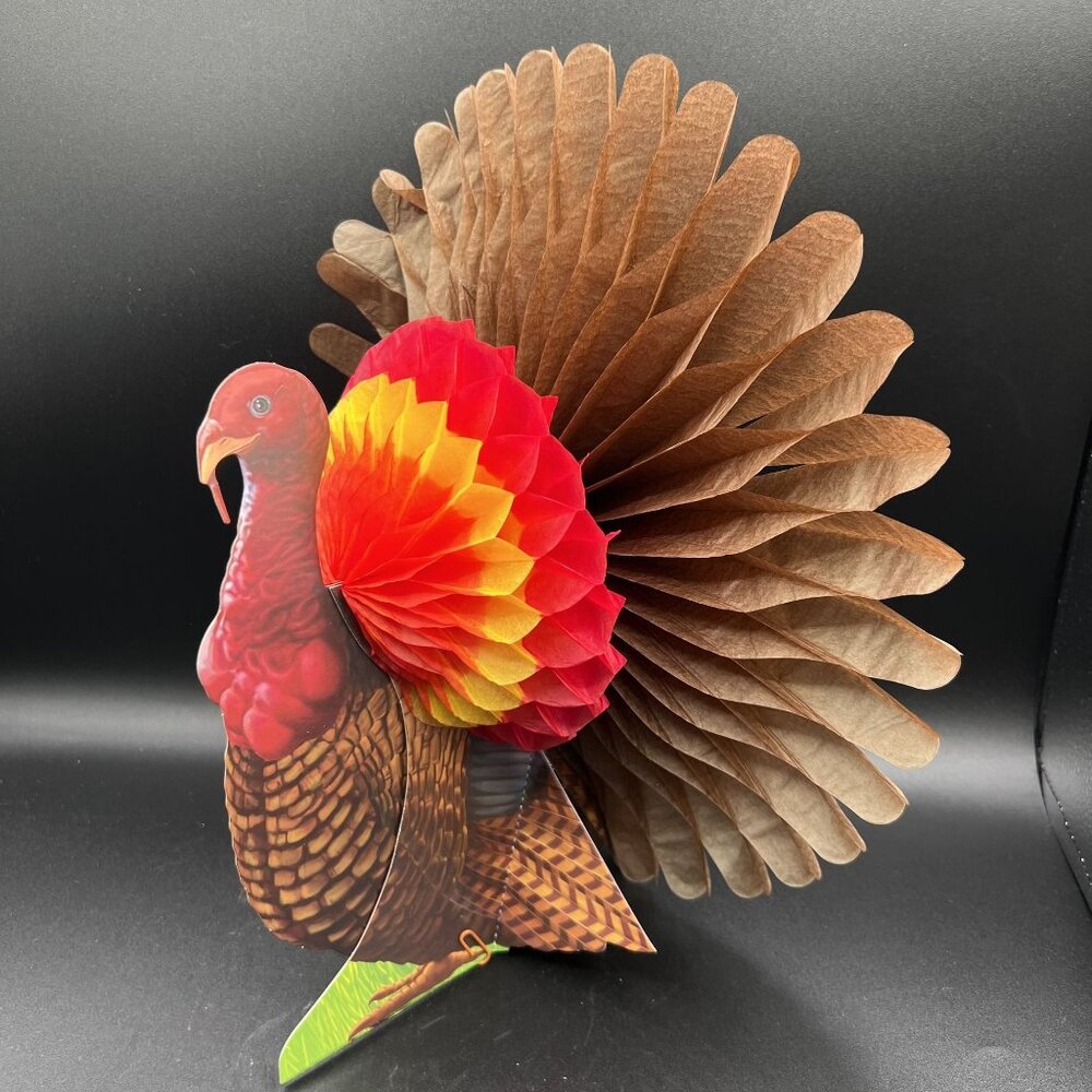 Vintage Honeycomb Turkey Centerpiece Thanksgiving Decor Festive Holiday Display